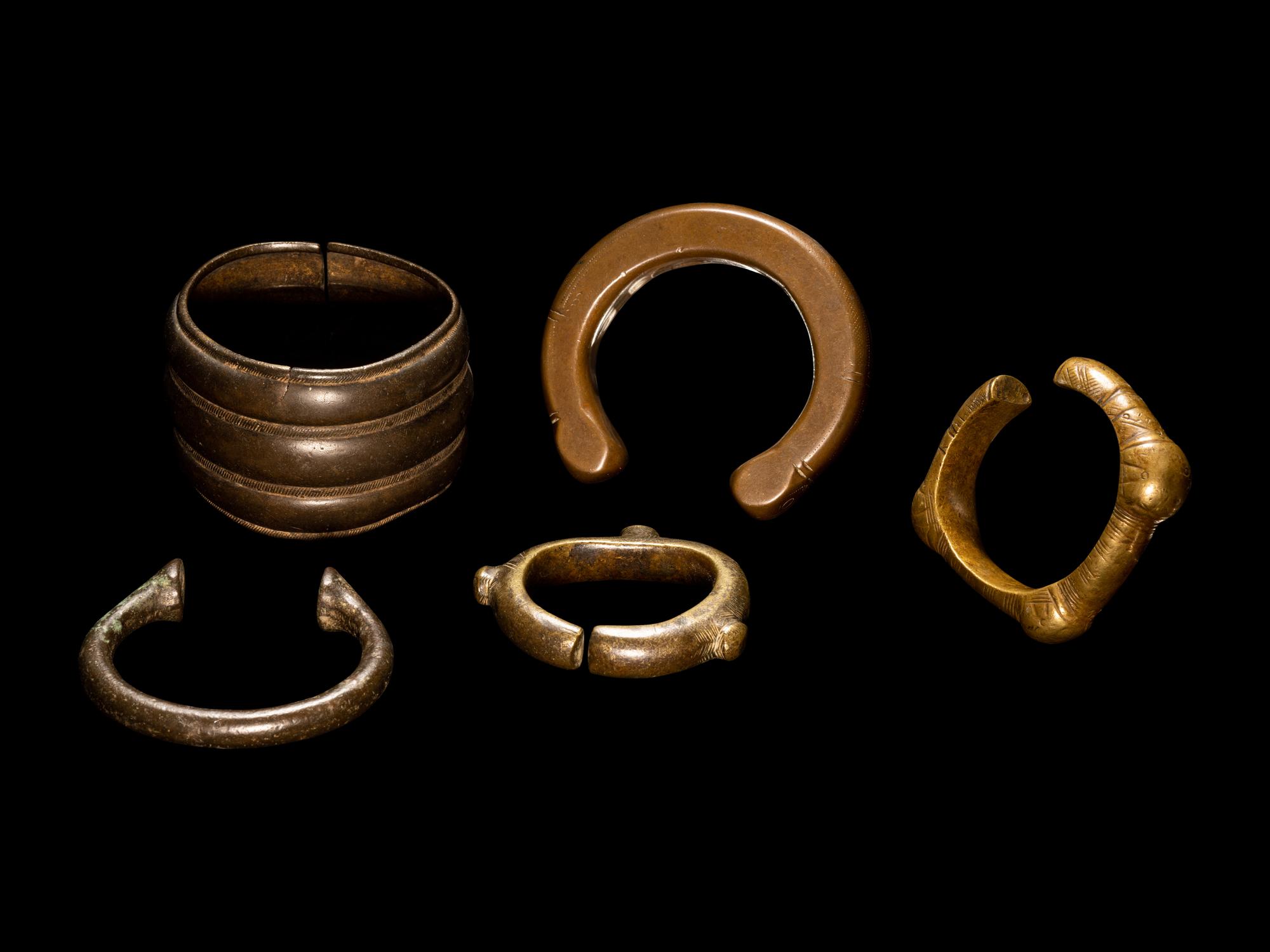 Five African Metalwork Bracelets