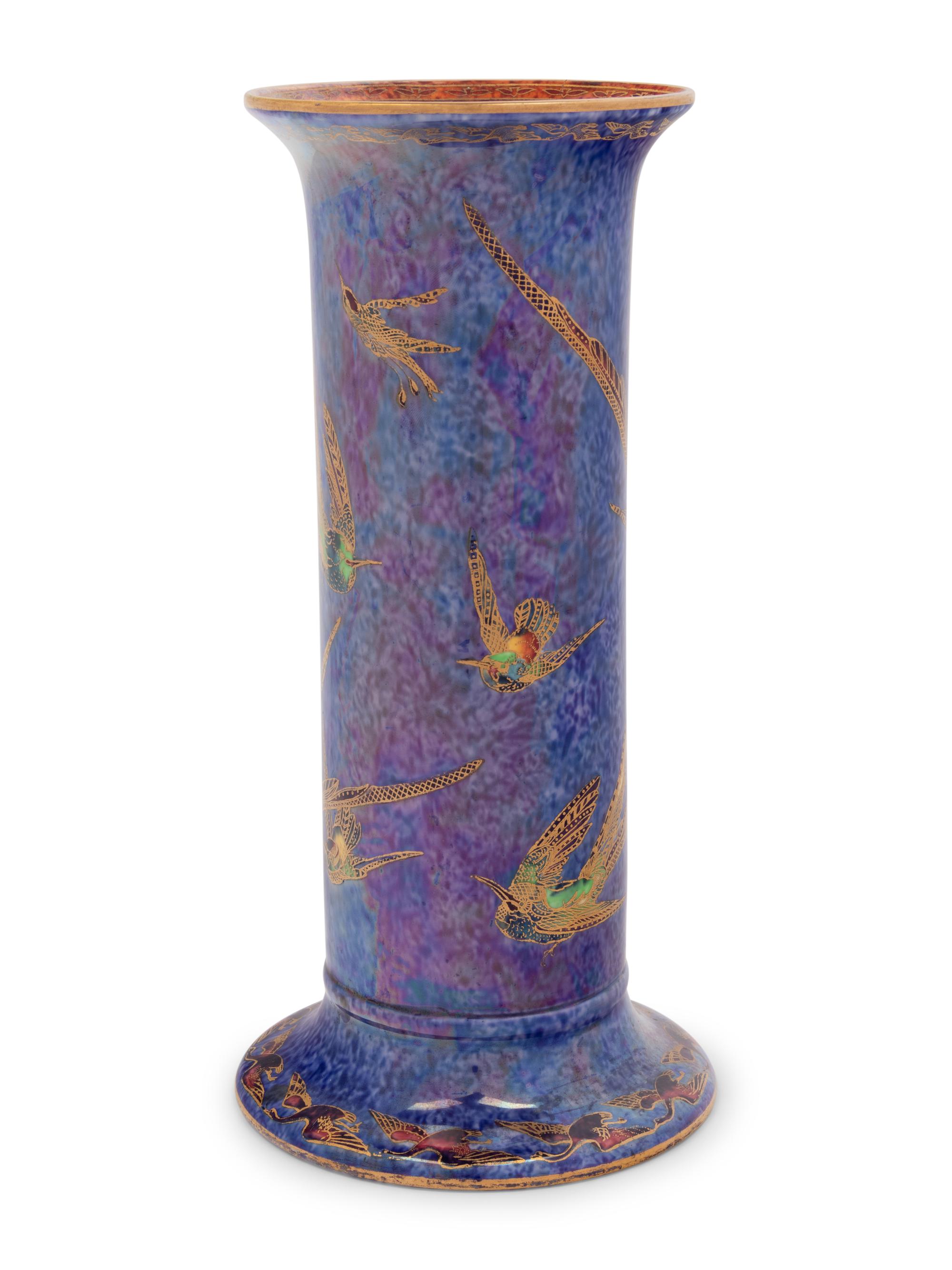 A Wedgwood Flying Hummingbirds Luster Vase