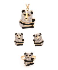 DIAMOND AND ENAMEL PANDA SET