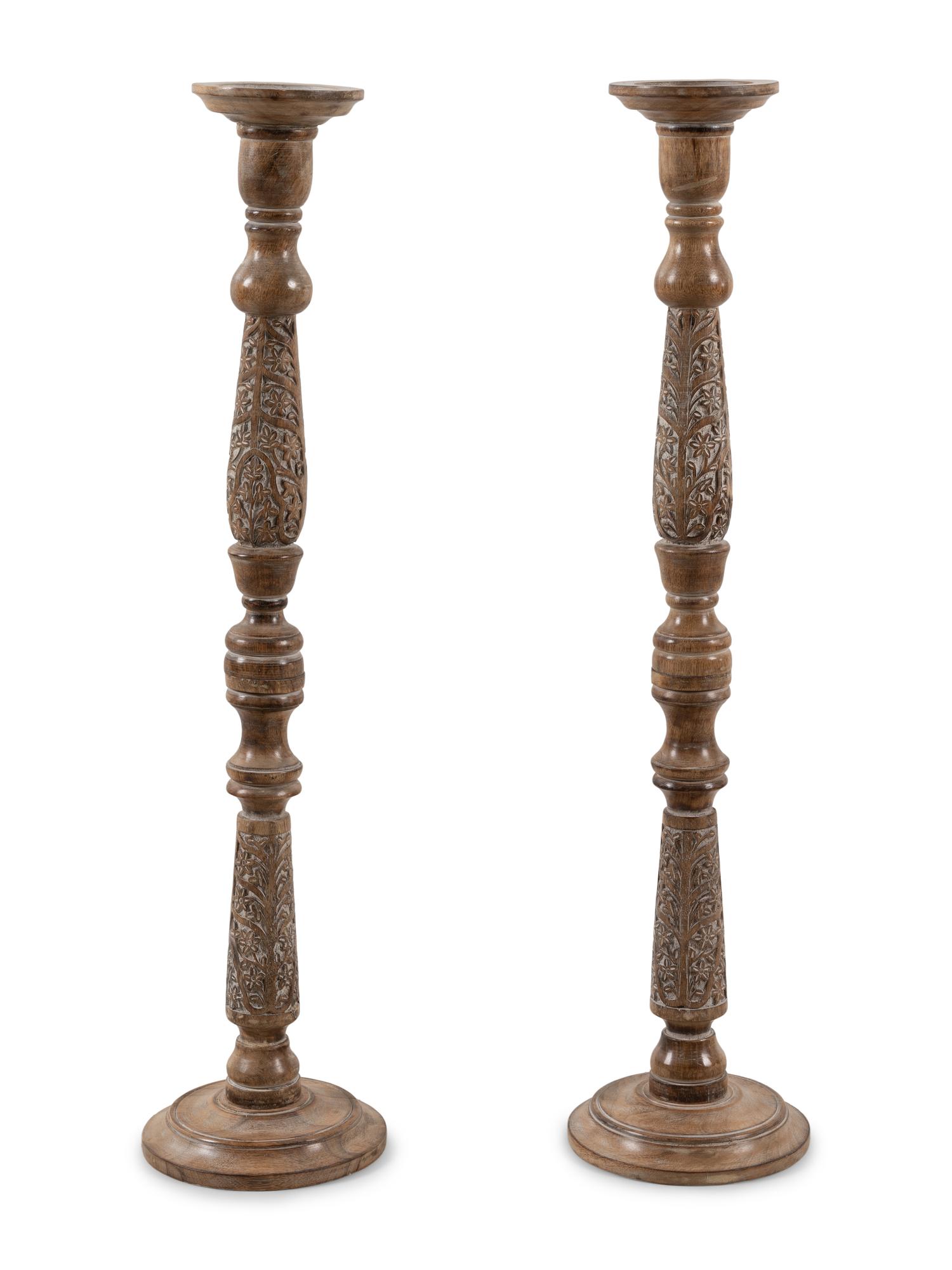 A Pair of Italian Wood Pricket Sticks