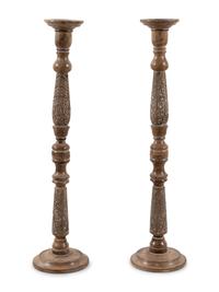 A Pair of Italian Wood Pricket Sticks