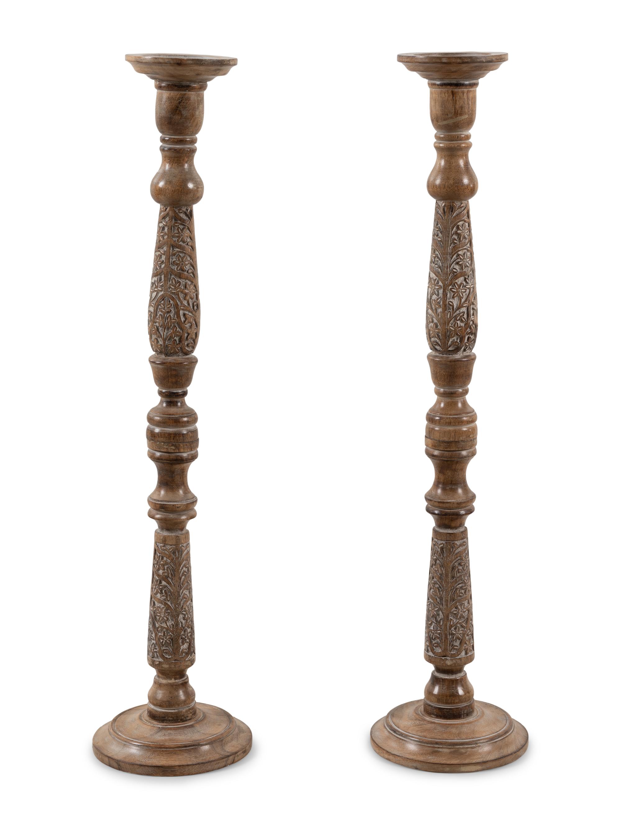 A Pair of Italian Wood Pricket Sticks