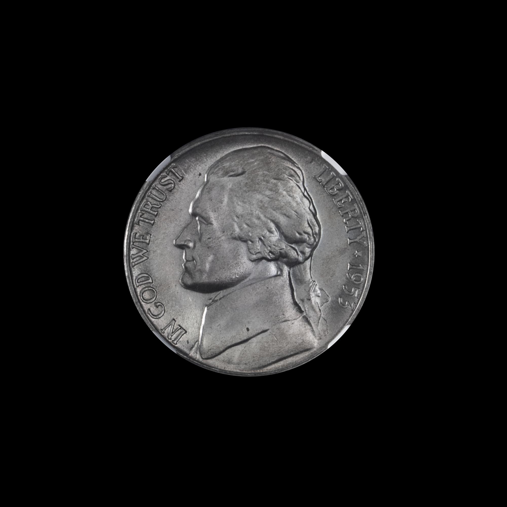A United States 1953-S Jefferson 5c Coin — NGC GRADED MS66