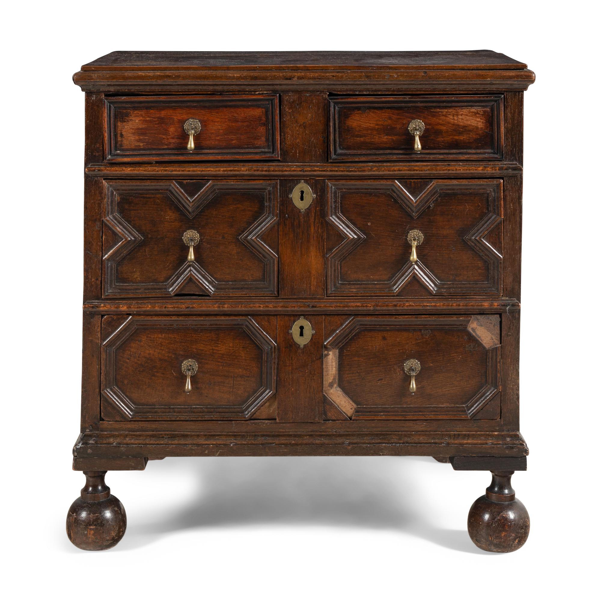 A Charles II Oak Chest of Drawers