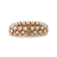 CARL D. LINDSTROM, YELLOW GOLD AND CULTURED PEARL BRACELET