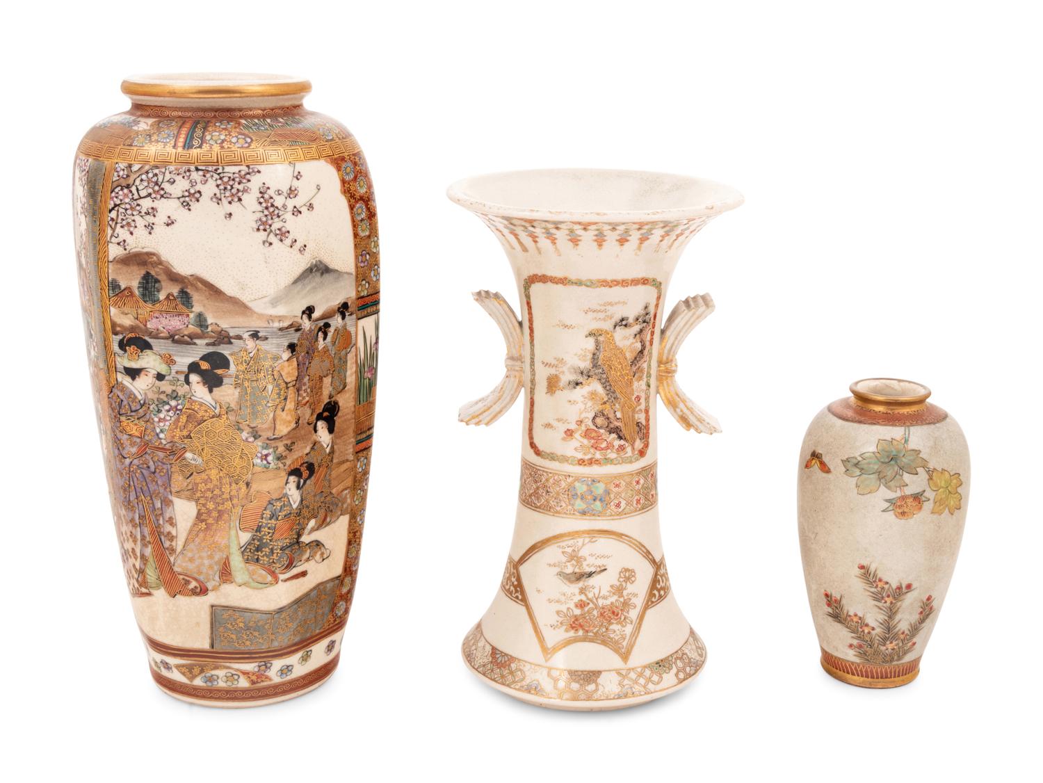 Three Japanese Satsuma Vases