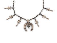 Cast Silver Isleta Cross and Naja Necklace
