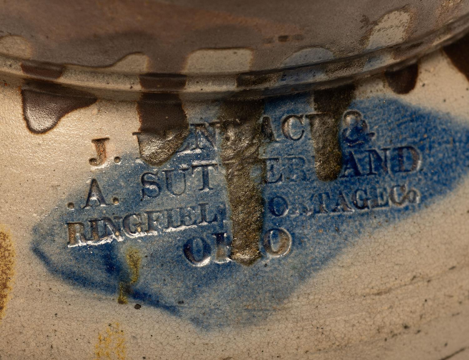 A J. Bennage and J. A. Sutherland One-Gallon Lidded Stoneware Jar