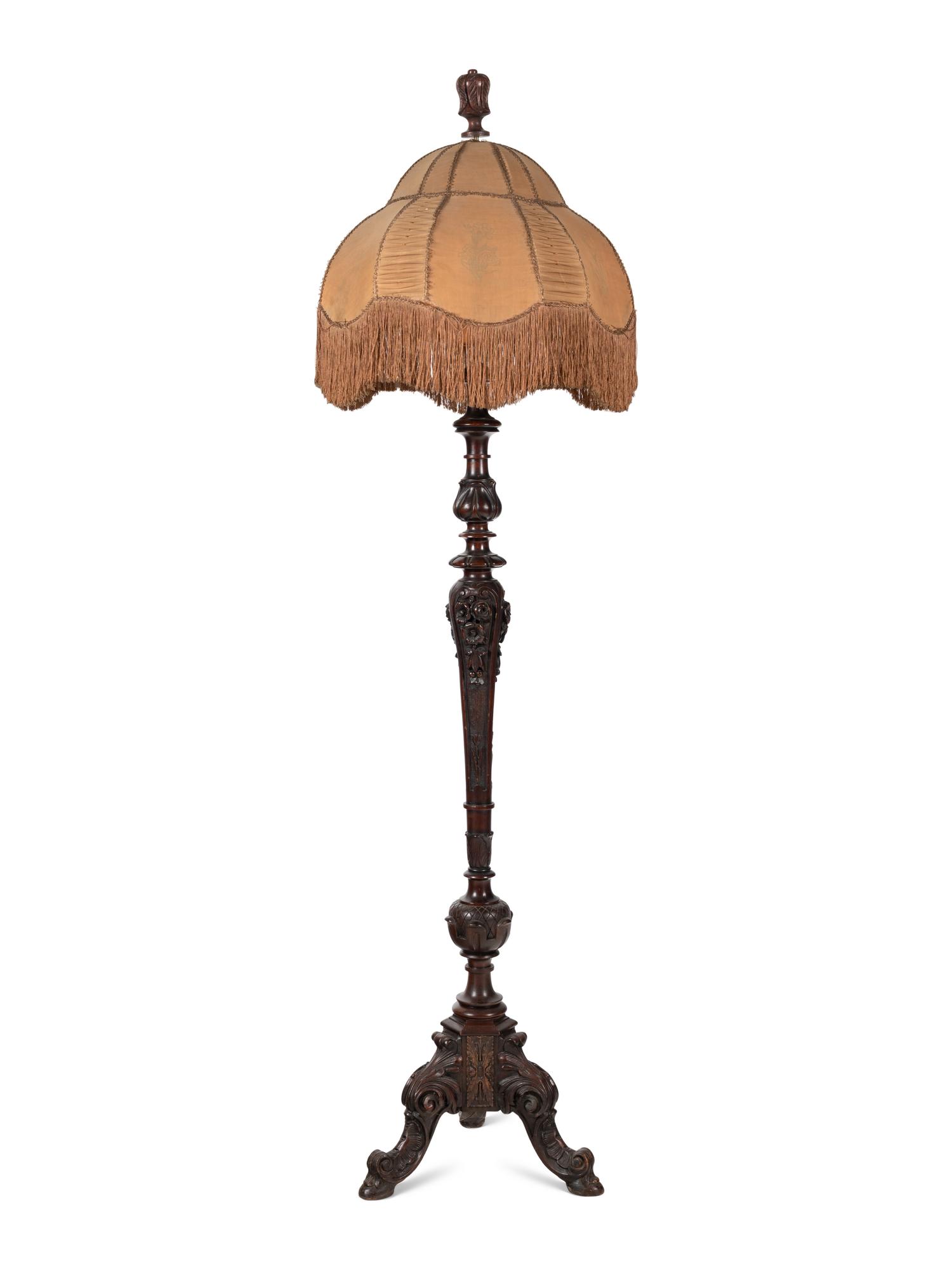 An American Carved Mahogany Floor Lamp