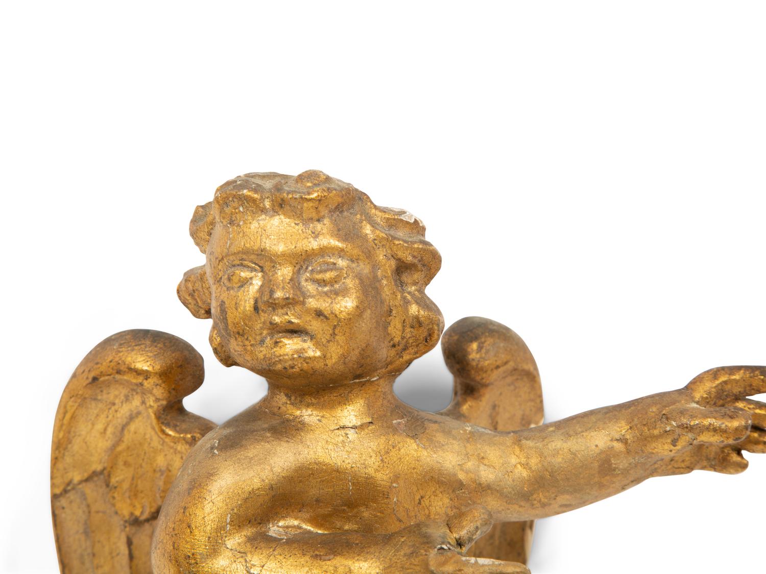 A Pair of Italian Gilt Wood Angel Wall Mounts