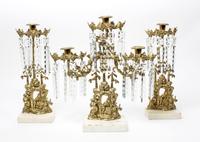 A Victorian Brass and Marble Garniture — 19TH CENTURY
