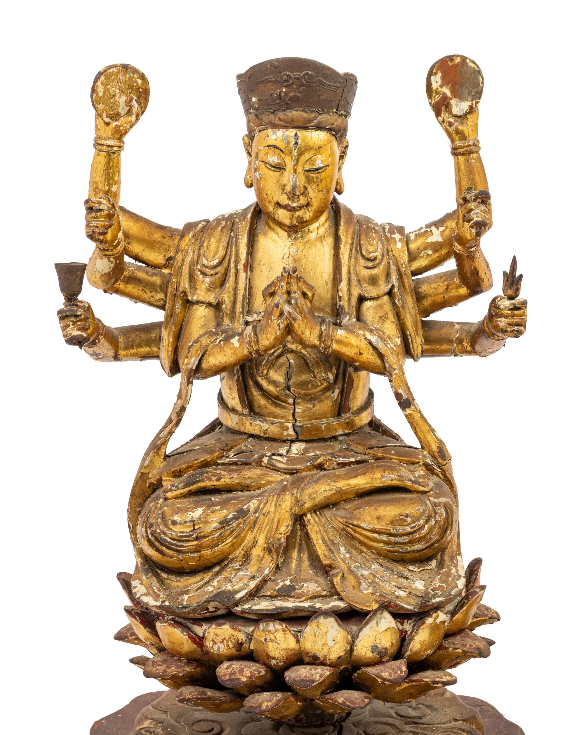 Two Vietnamese Gilt Lacquer Wood Buddhist Figures