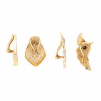 Two Pairs of Bicolor Gold and Diamond Earrings