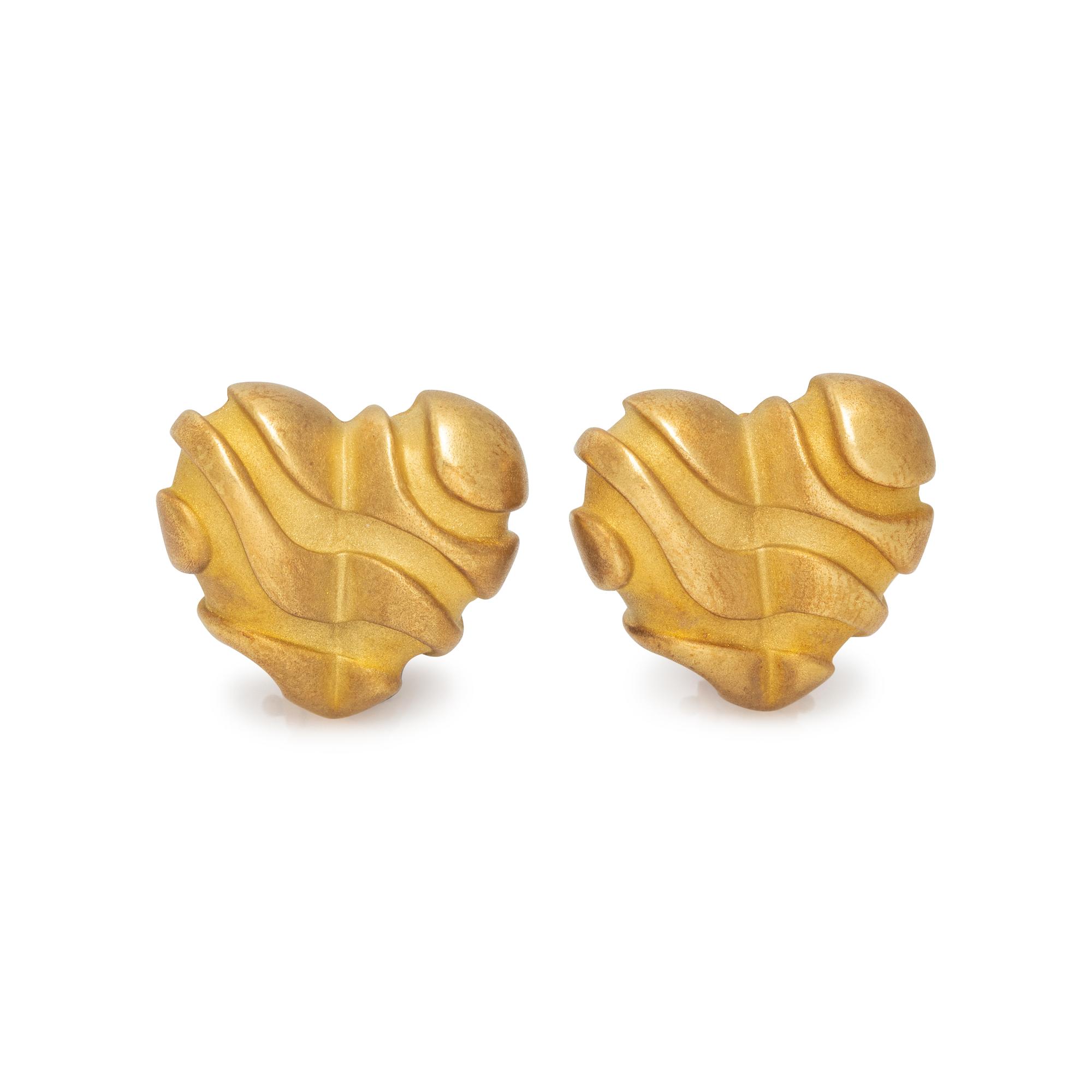 KIESELSTEIN-CORD, YELLOW GOLD HEART EARCLIPS