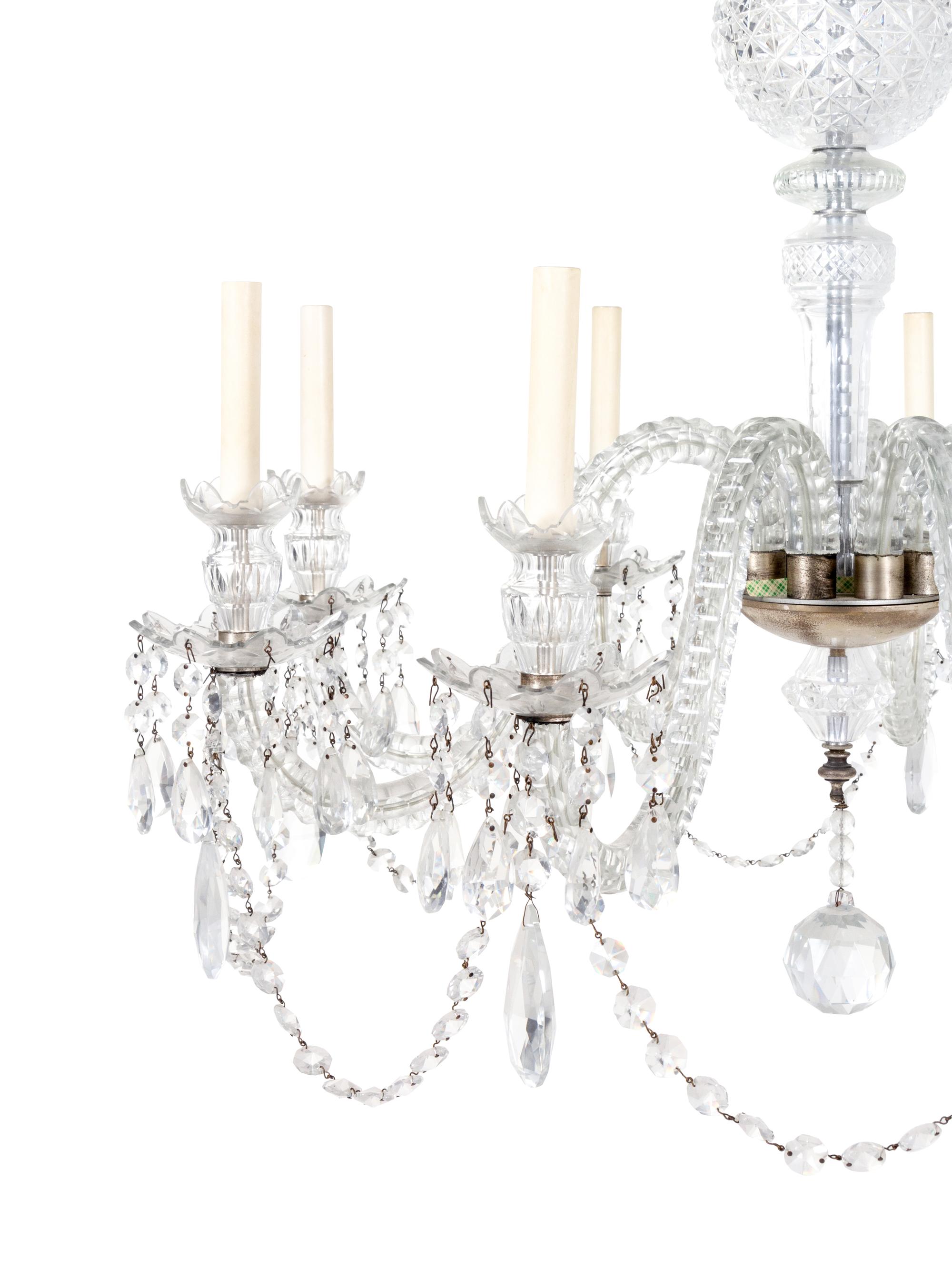 An English Cut Glass Eight-Light Chandelier