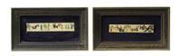 A Pair of Persian Painted Panels, Height overall 5 1/4 x width 9 1/4 inches.