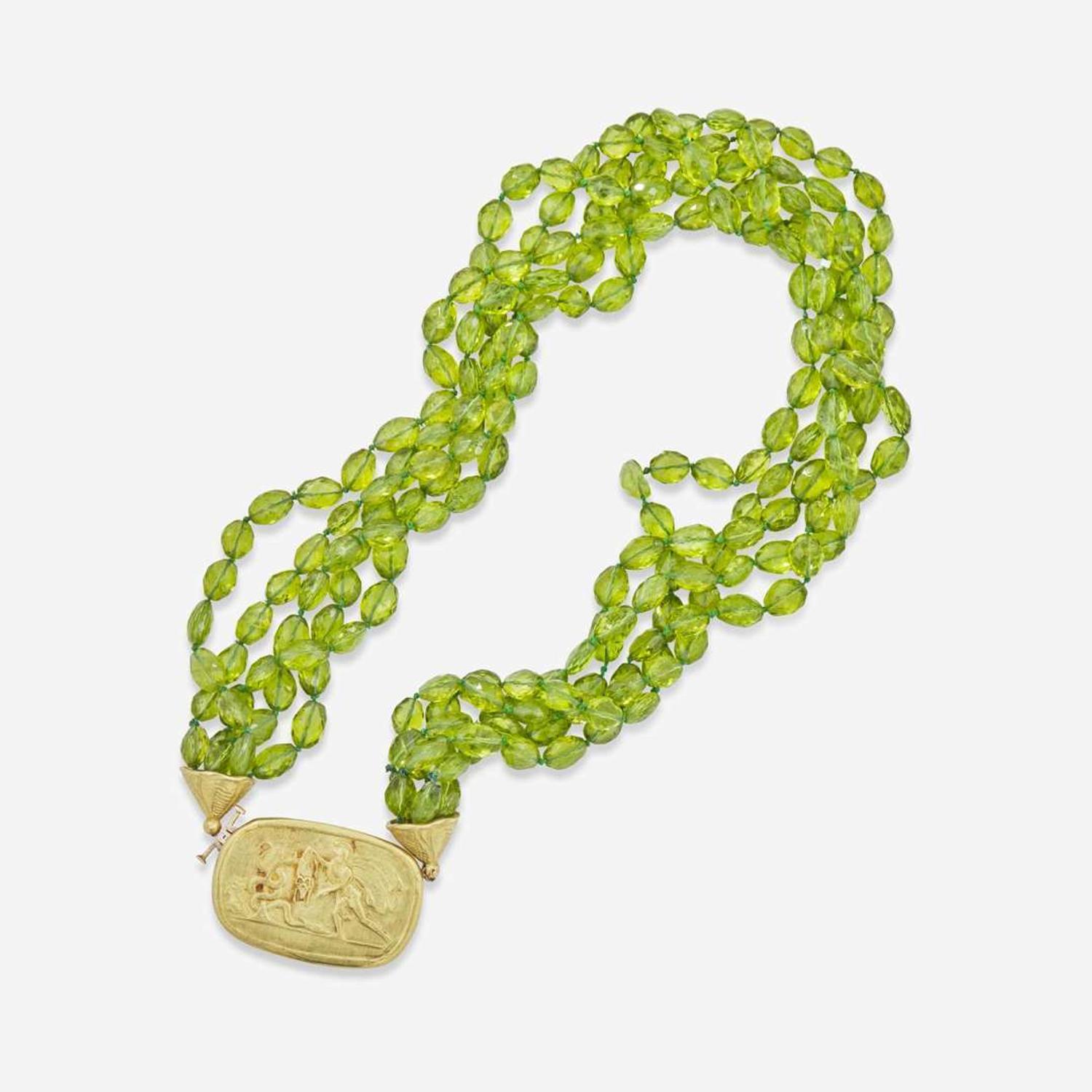 An 18K Yellow Gold and Peridot Torsade Necklace