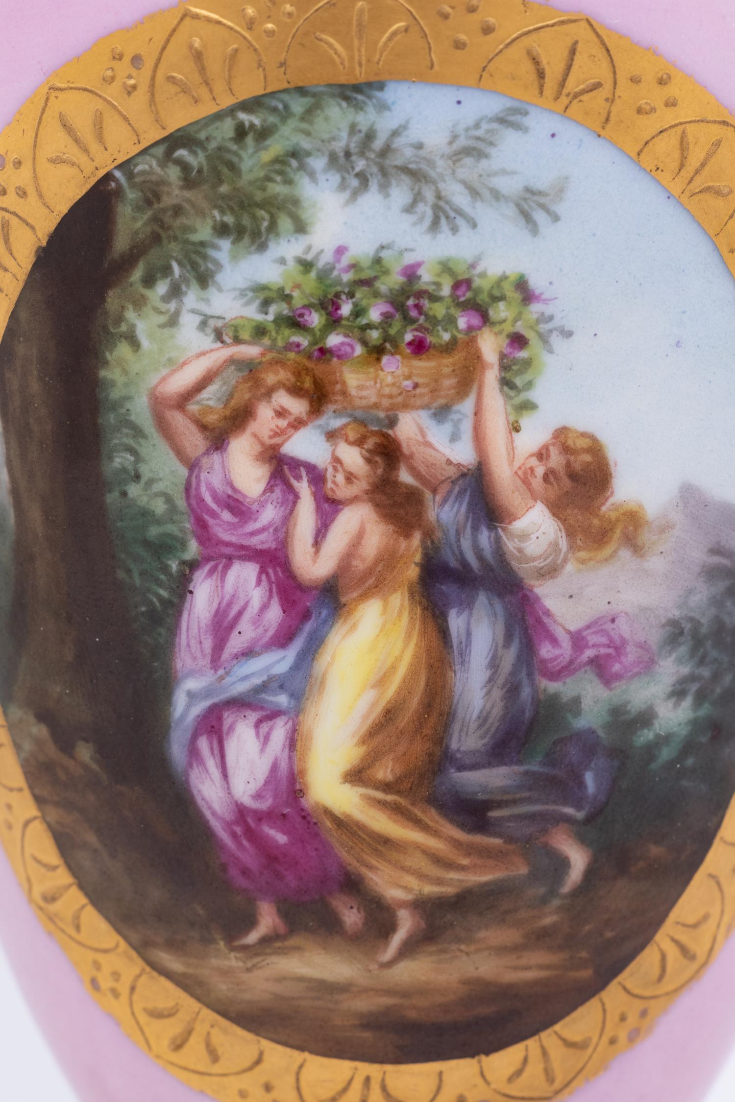 A Vienna Porcelain Urn, Cover and Stand