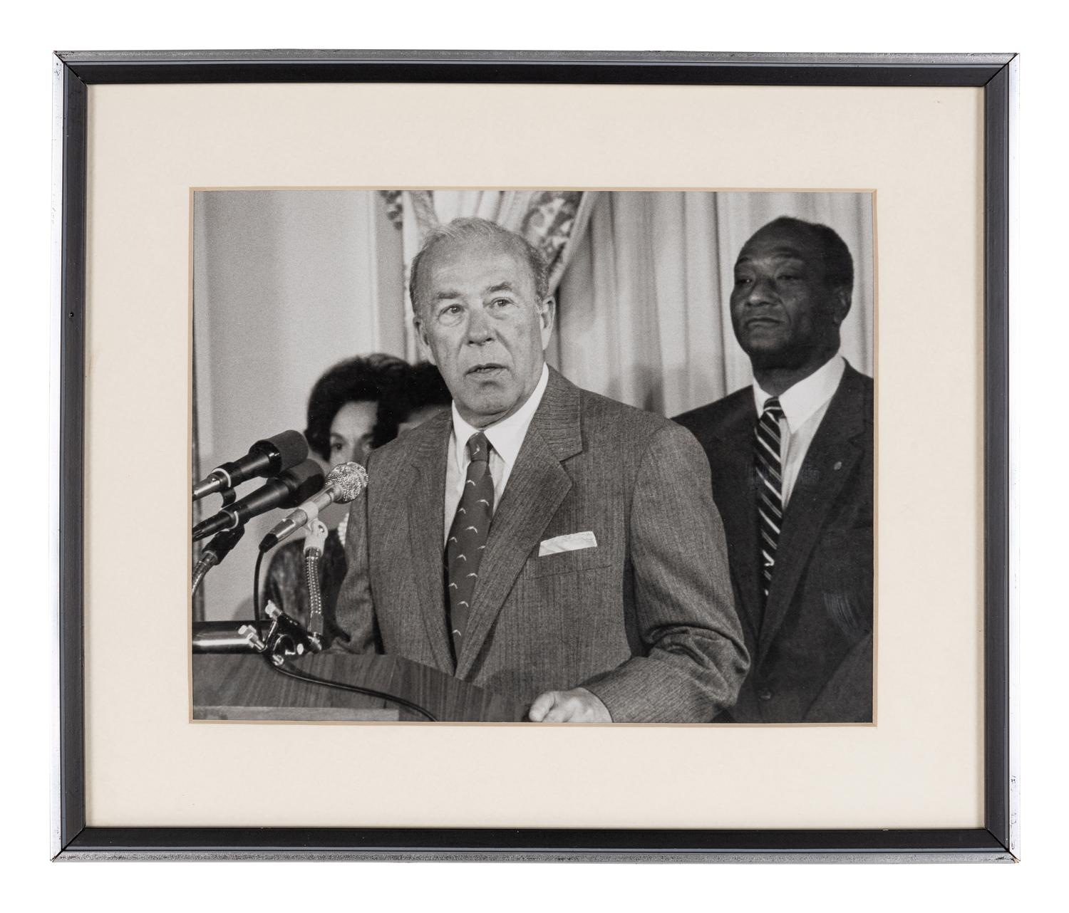 [PERKINS, Edward Joseph (1928-2020)]. A group of 10 photographs in 9 frames, from political figures to Perkins, many signed or inscribed (several presumably with secretarial or facsimile signatures), including: