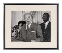 [PERKINS, Edward Joseph (1928-2020)]. A group of 10 photographs in 9 frames, from political figures to Perkins, many signed or inscribed (several presumably with secretarial or facsimile signatures), including: