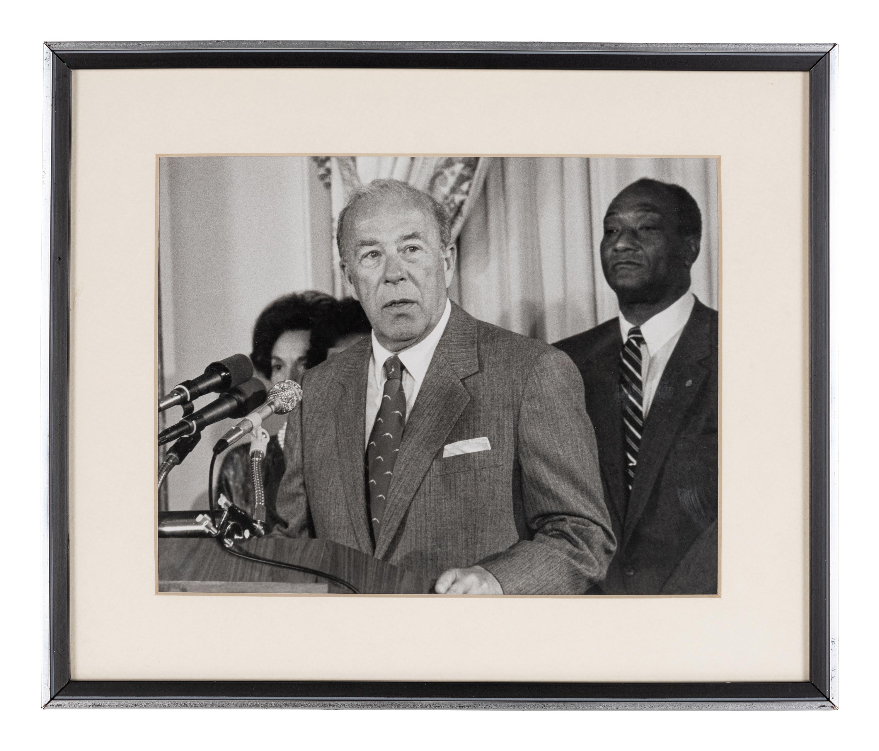 [PERKINS, Edward Joseph (1928-2020)]. A group of 10 photographs in 9 frames, from political figures to Perkins, many signed or inscribed (several presumably with secretarial or facsimile signatures), including: