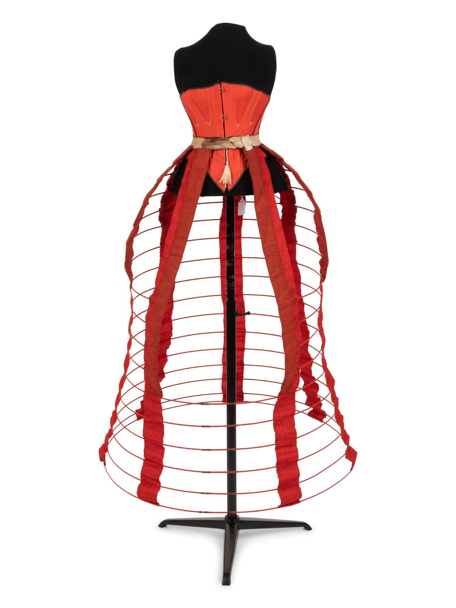 Two Women's Understructure Pieces: One Corset, One Crinoline, 1870s