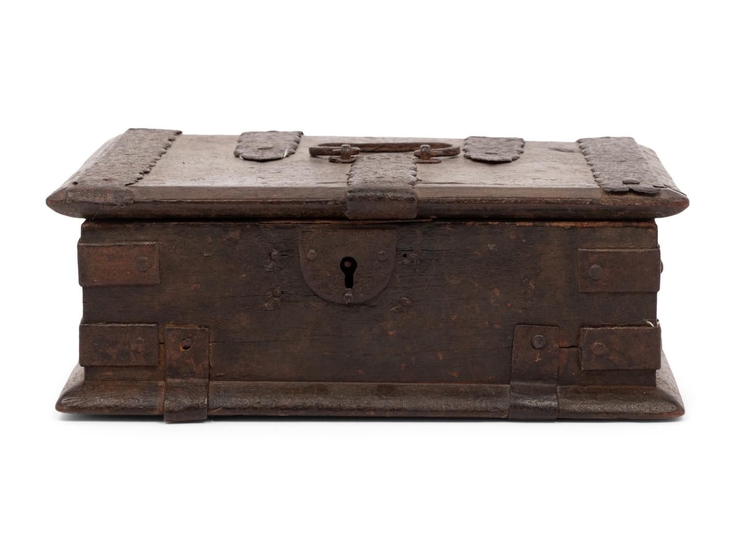 A Spanish Iron Mounted Strong Box