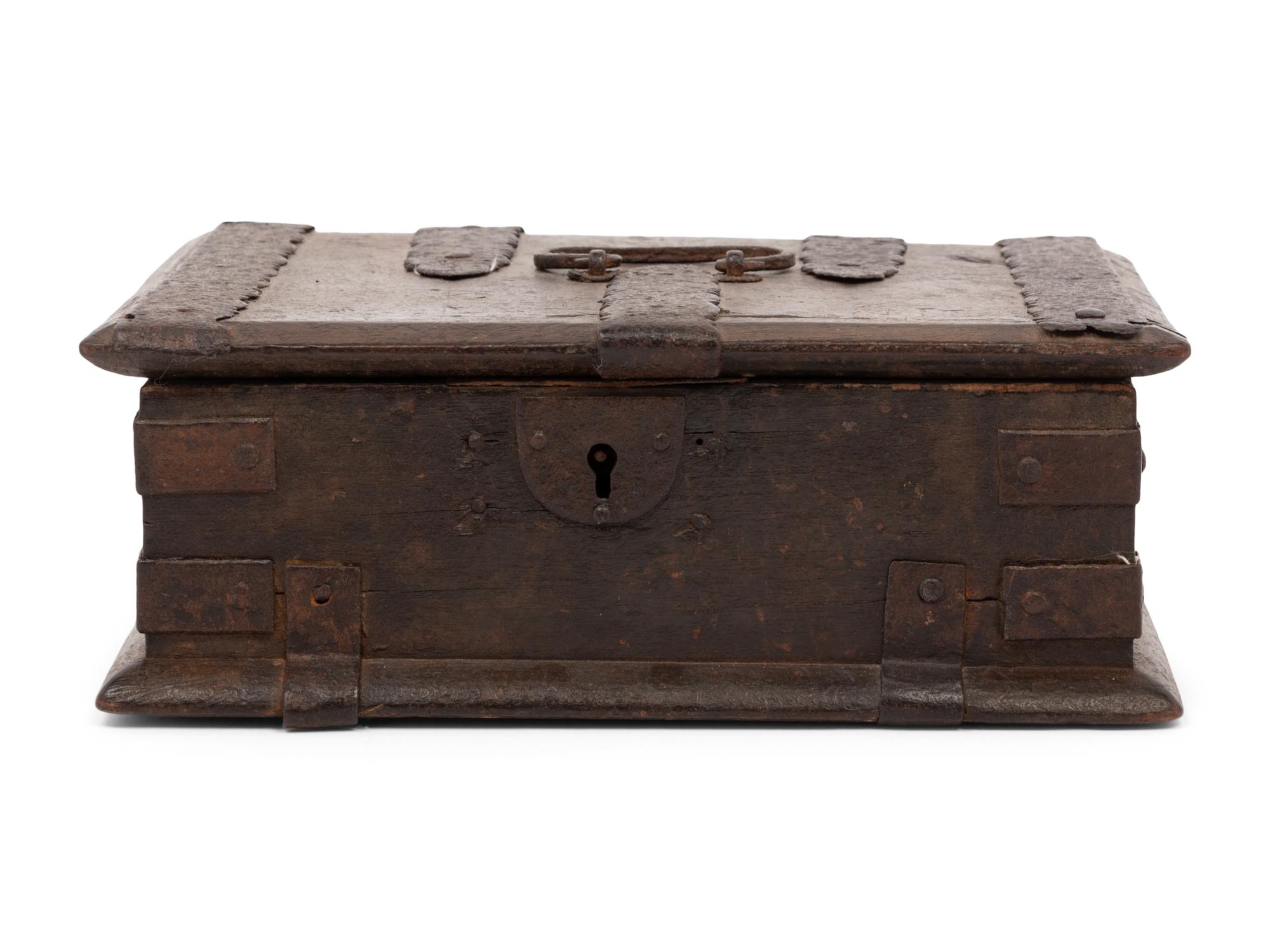 A Spanish Iron Mounted Strong Box