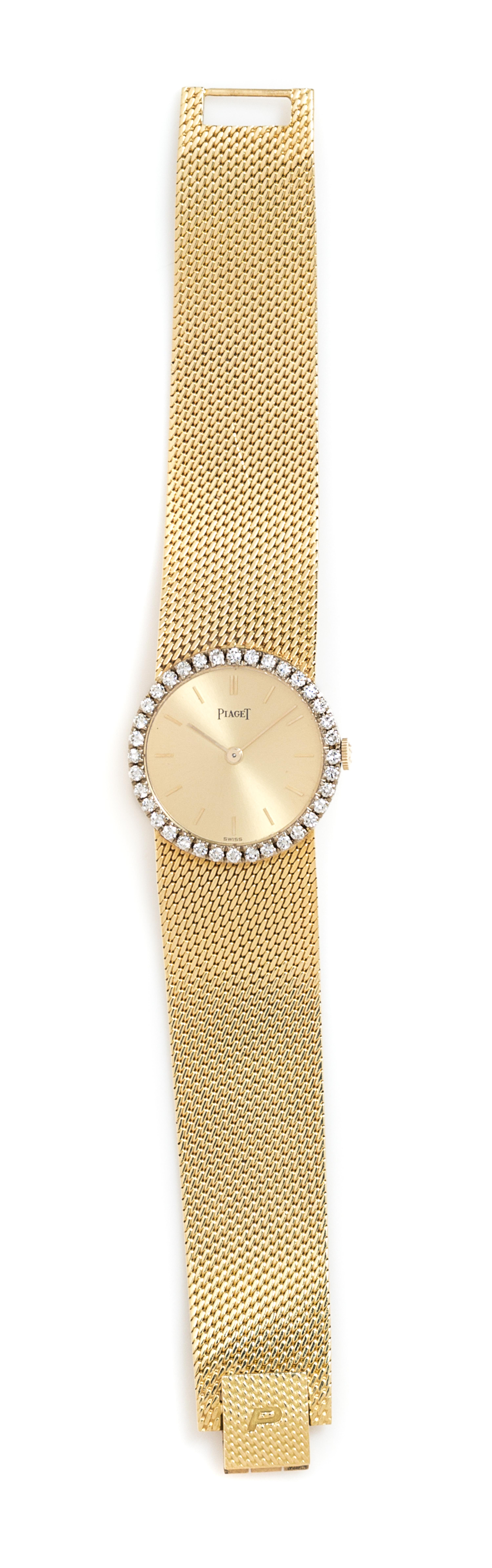 A Yellow Gold and Diamond Wristwatch, Piaget, 29.00 dwts.