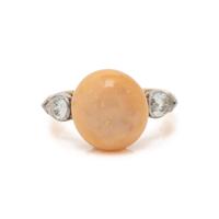 CONCH PEARL AND DIAMOND RING