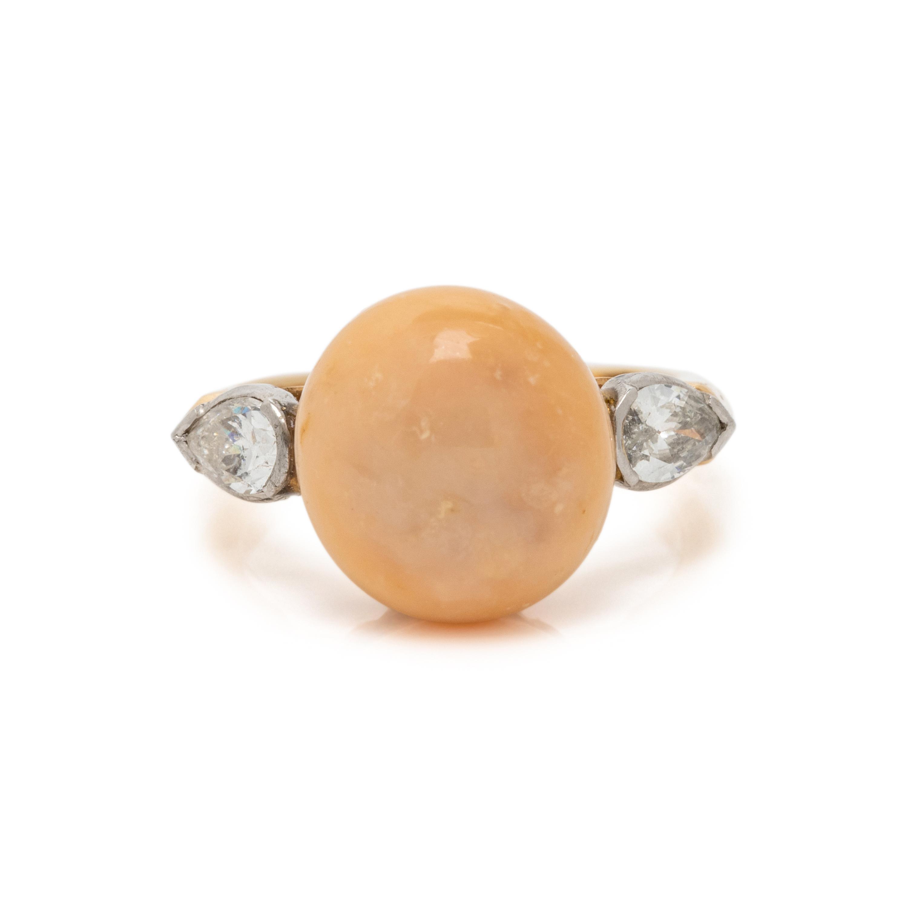 CONCH PEARL AND DIAMOND RING