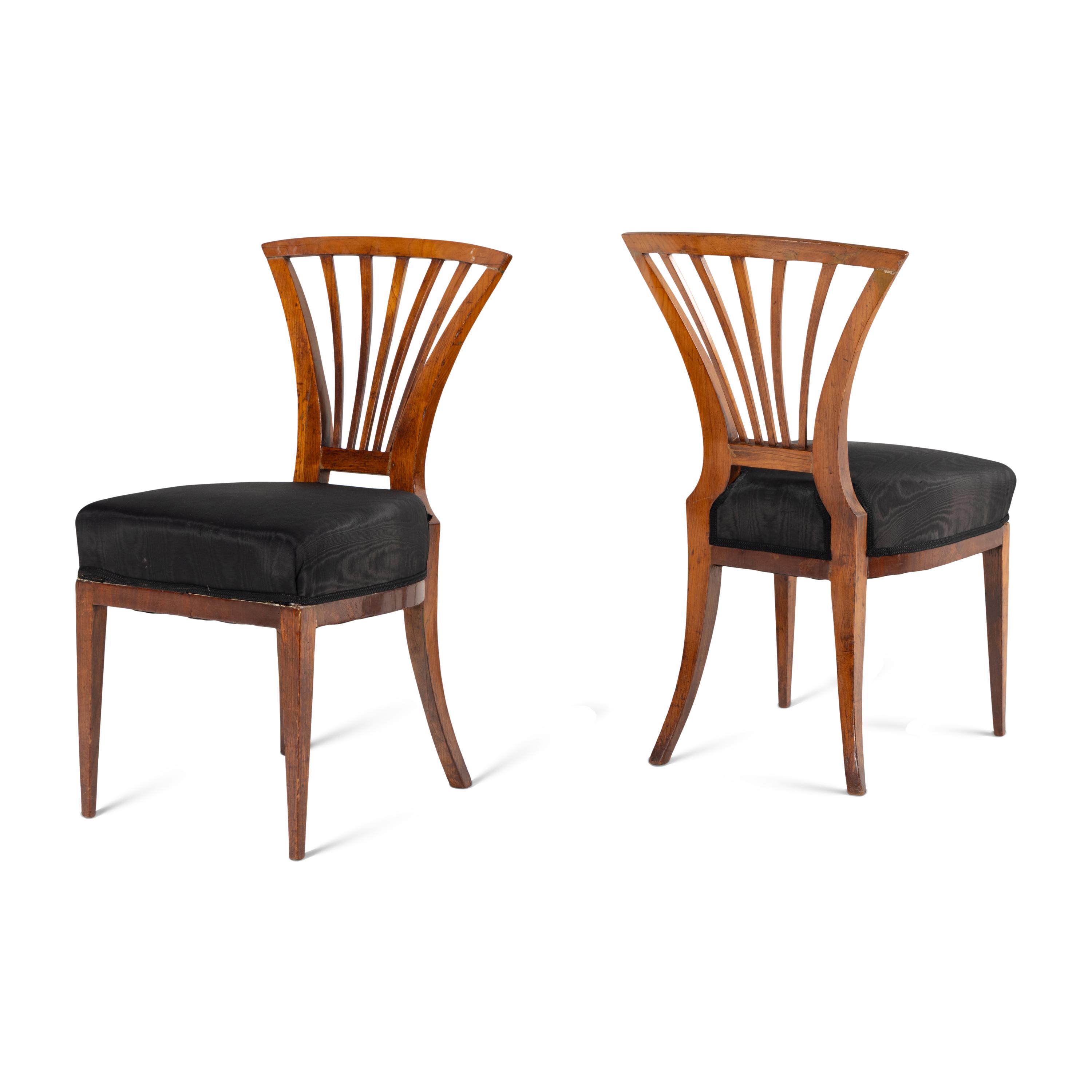 A Pair of Biedermeier Fruitwood Side Chairs