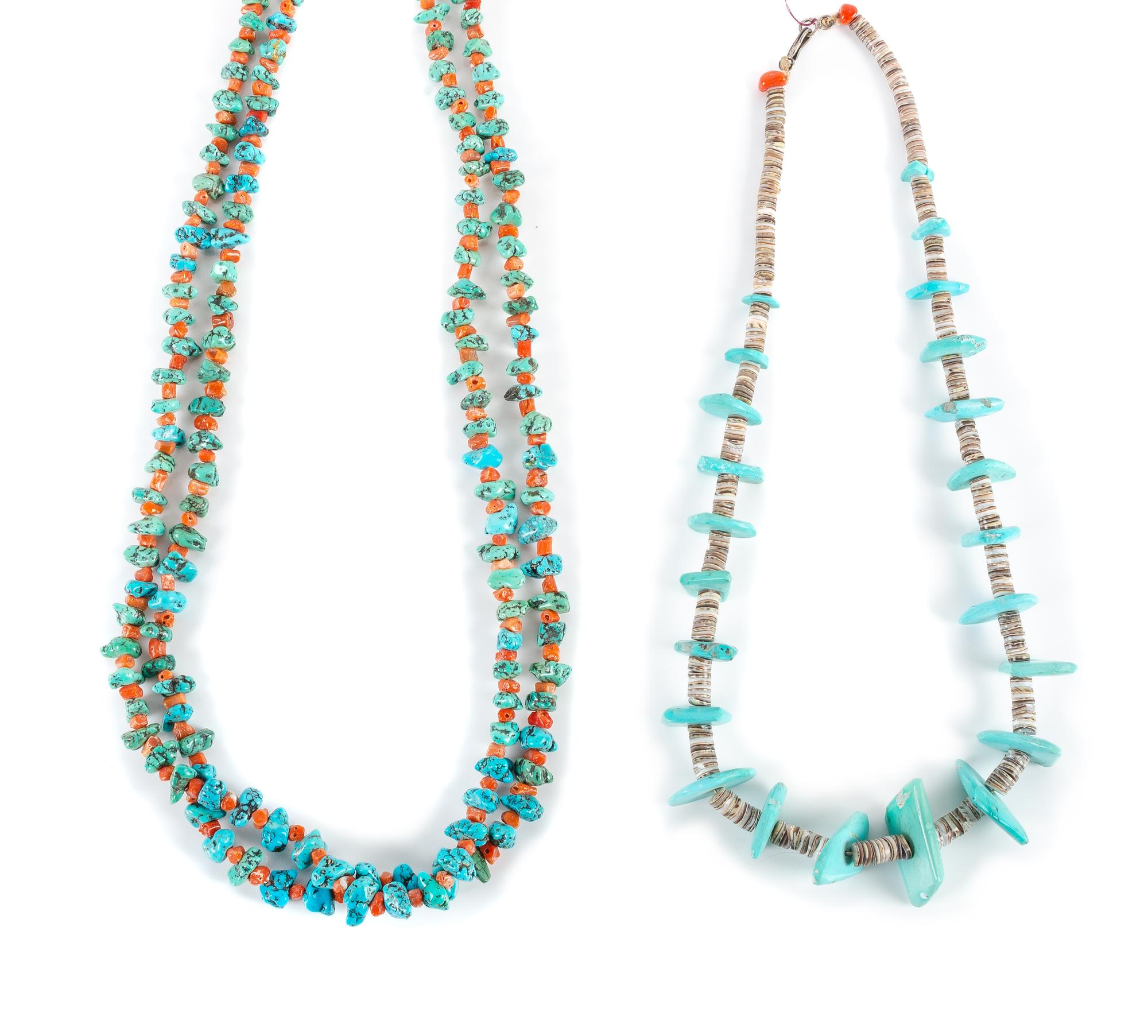 Pair of Santa Domingo Necklaces Length of longest 30 inches