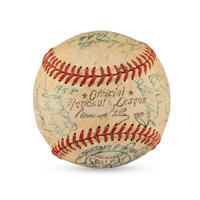 A 1957 World Series Champions Milwaukee Braves Team Signed Autograph Baseball Including Hank Aaron (JSA Letter of Authenticity),