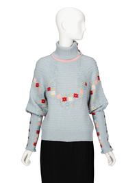 Chanel, Floral Turtleneck Cashmere Sweater