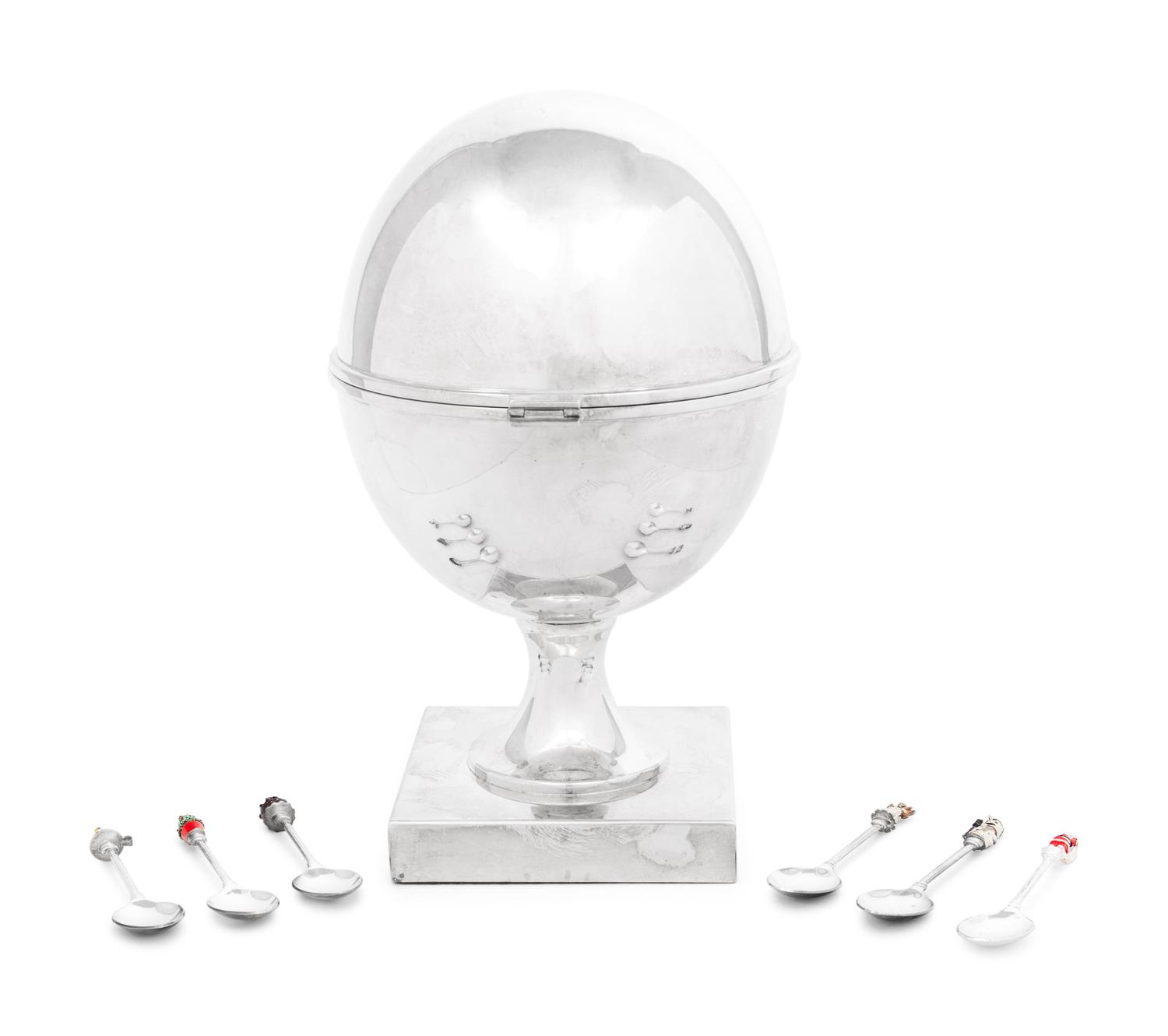 A Brazilian Silver-Plate Caviar Server