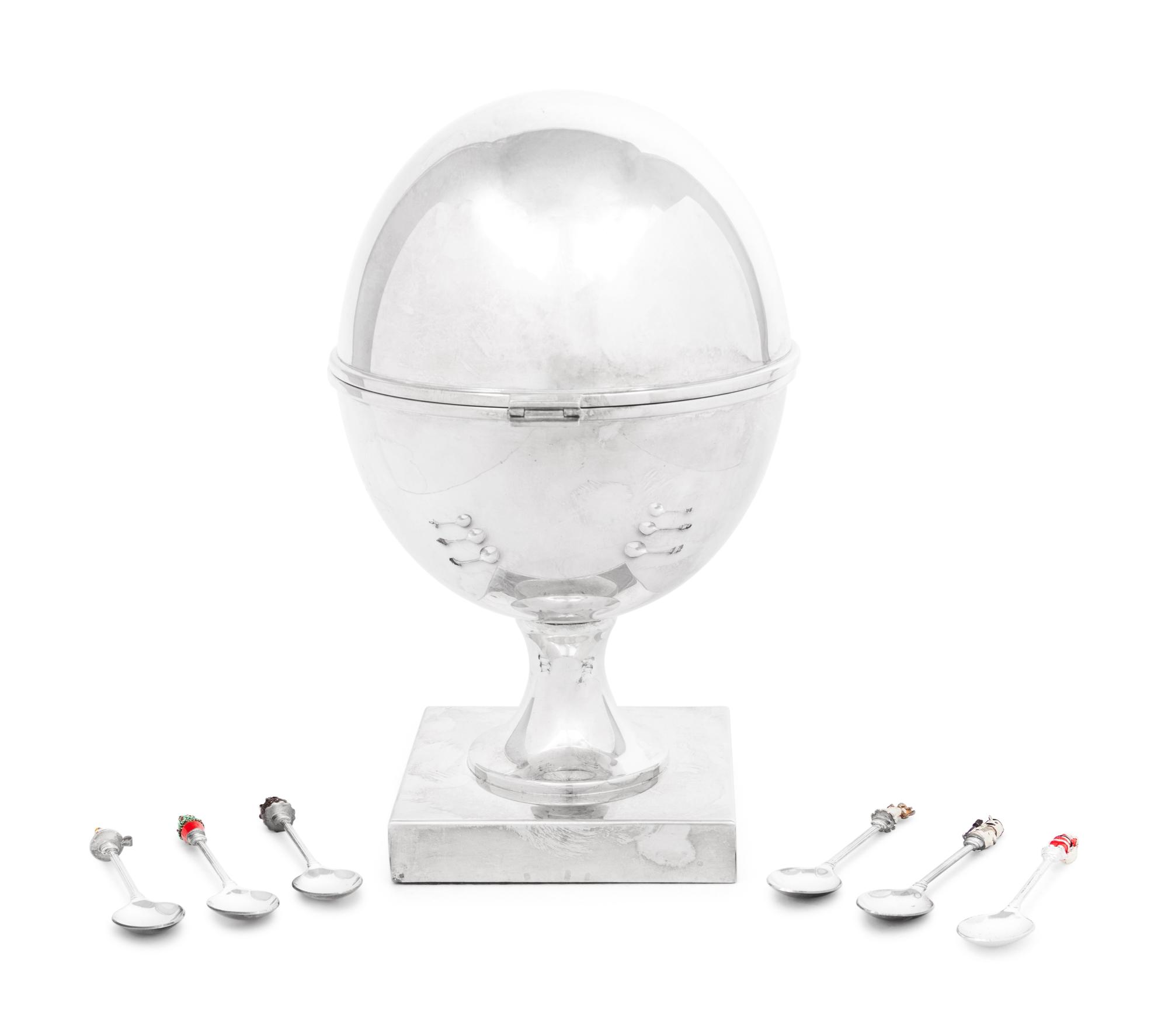 A Brazilian Silver-Plate Caviar Server