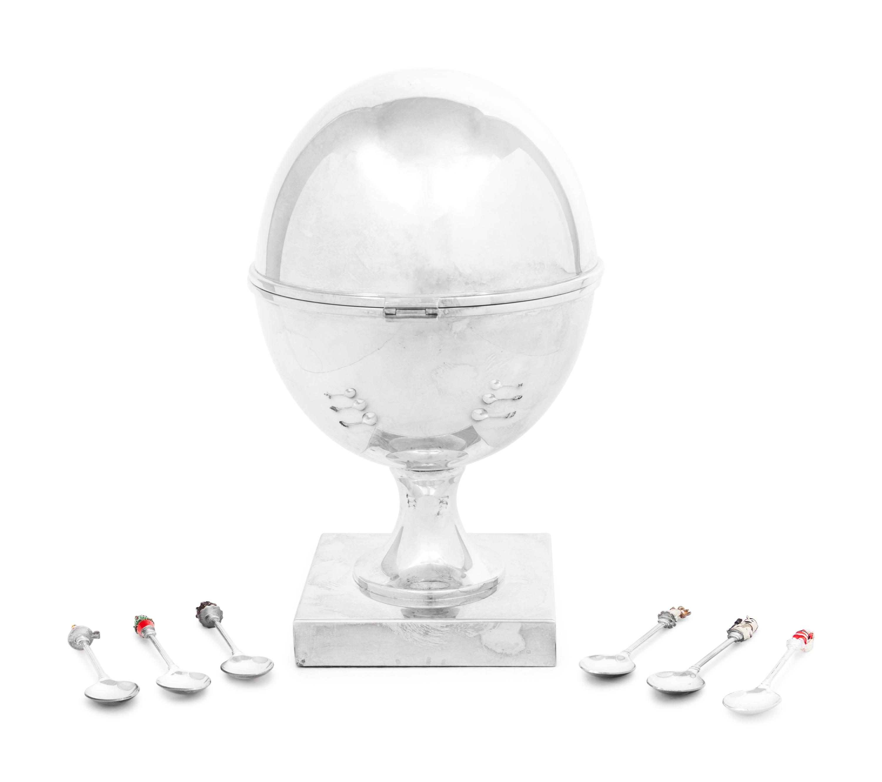 A Brazilian Silver-Plate Caviar Server