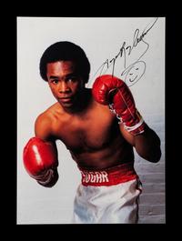 A Group of Assorted Boxing Champion Signed Autograph Items Including Sugar Ray Leonard,