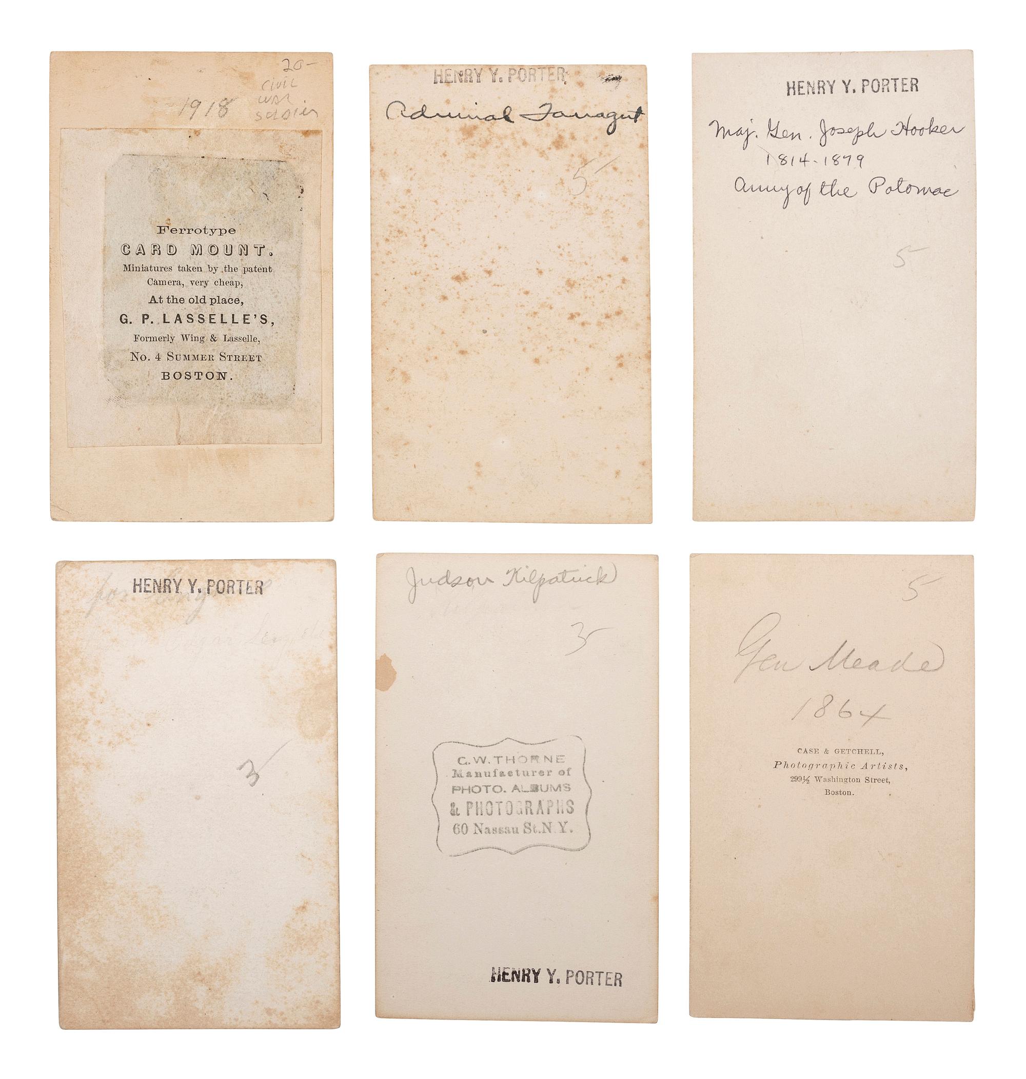 [CIVIL WAR]. A group of CDV engraved portraits of war era generals and military men, including: