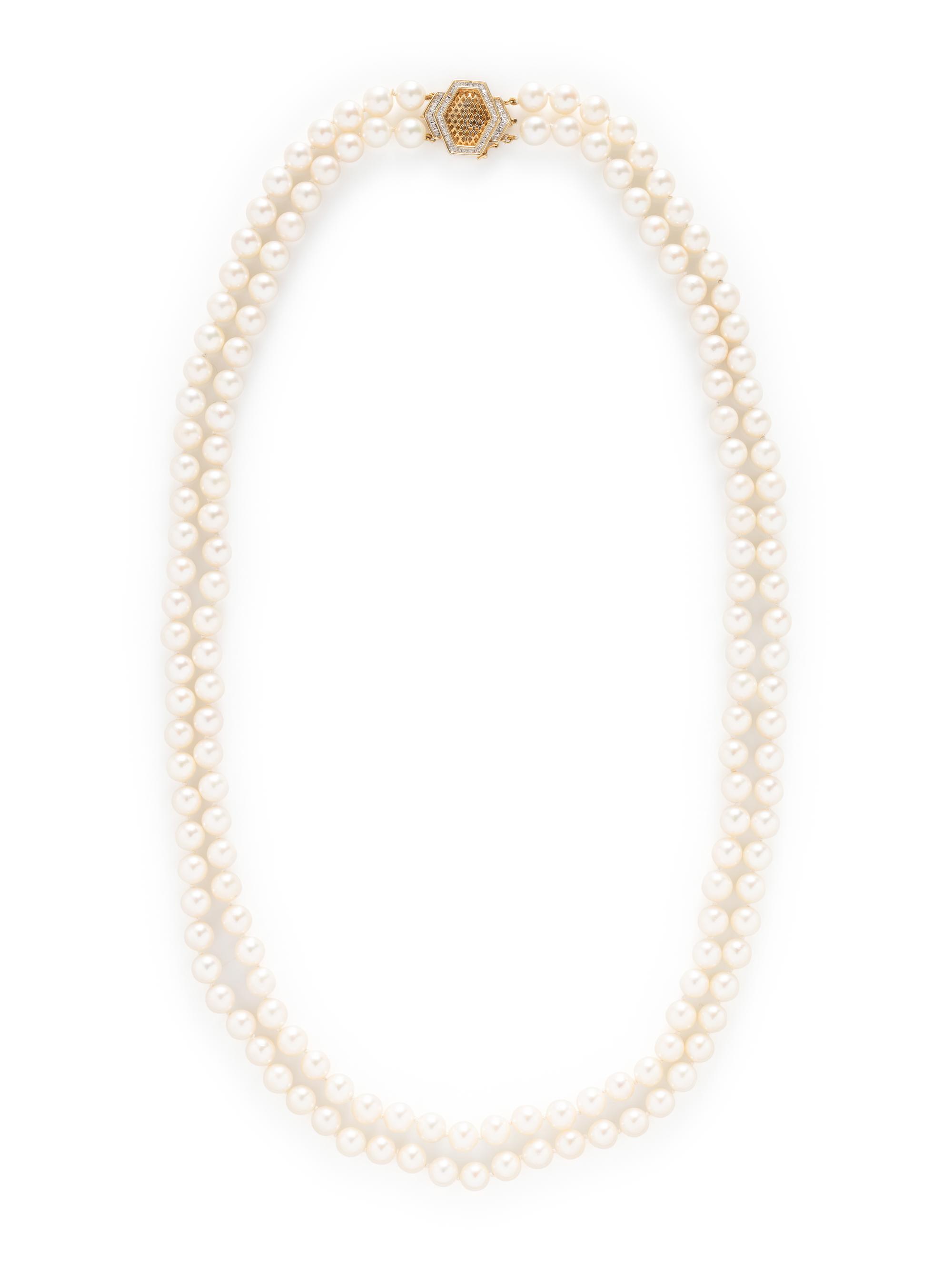 DOUBLE STRAND CULTURED PEARL NECKLACE