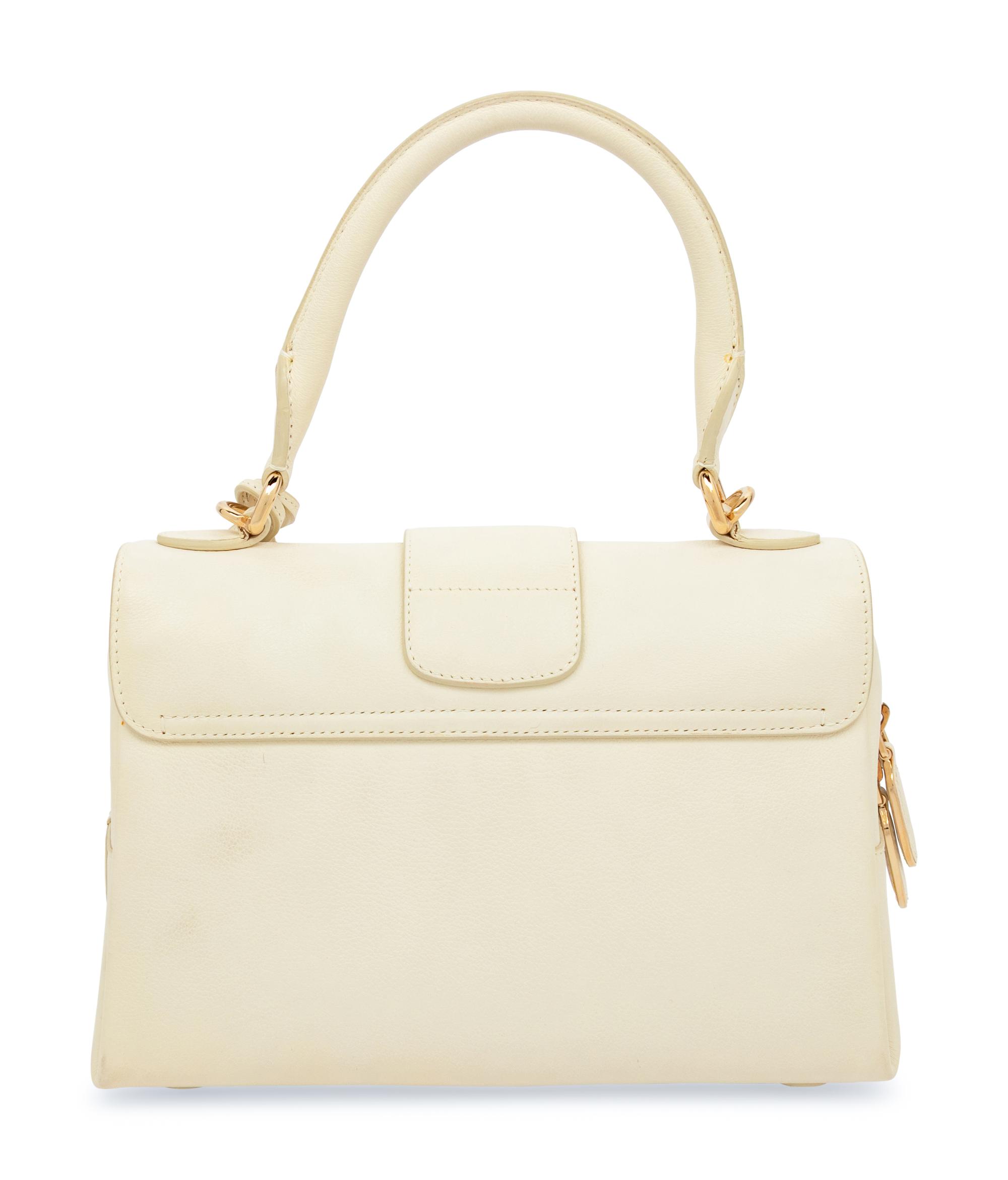Christian Dior, White Leather Handbag