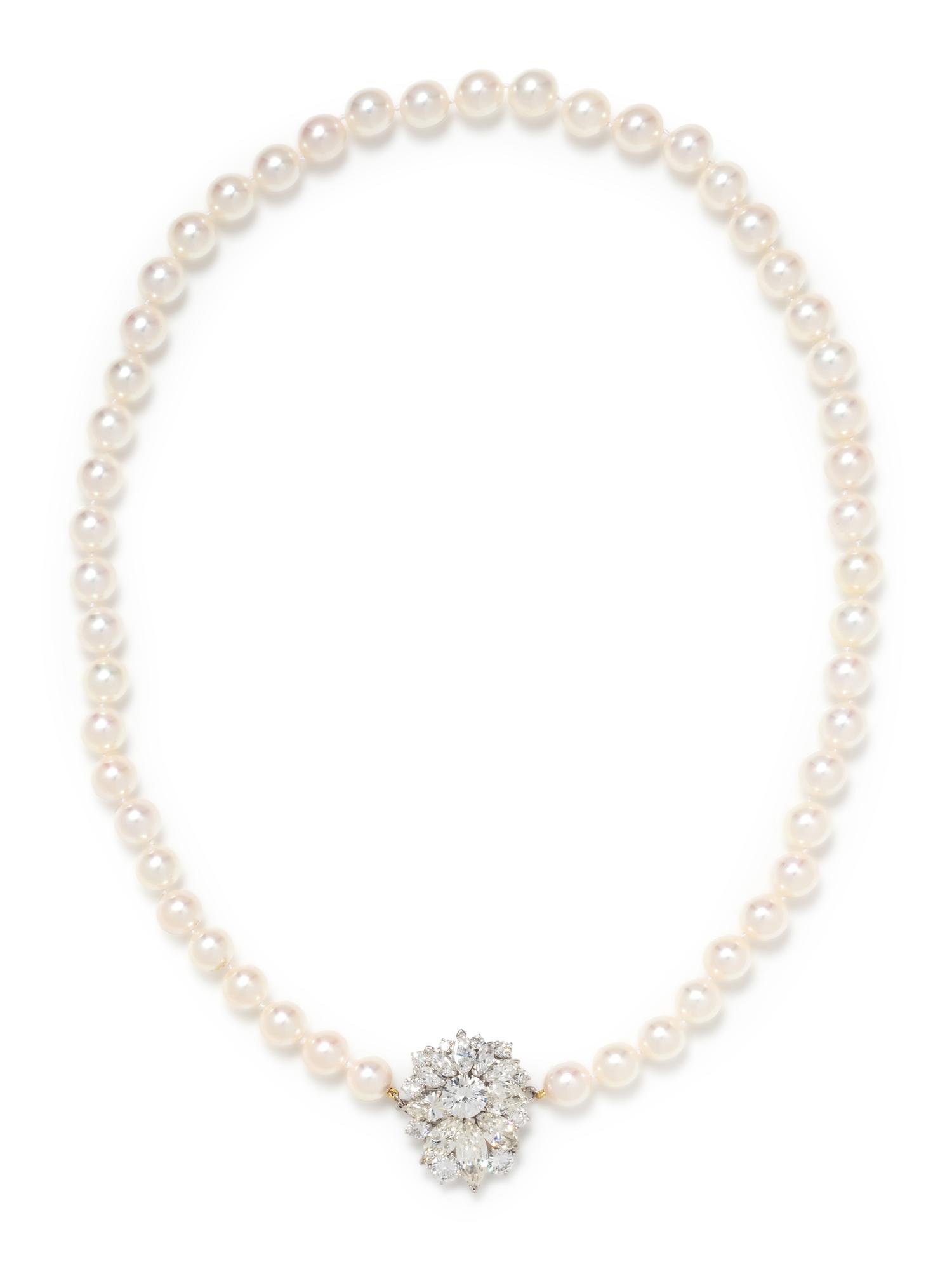 DIAMOND AND CULTURED PEARL NECKLACE