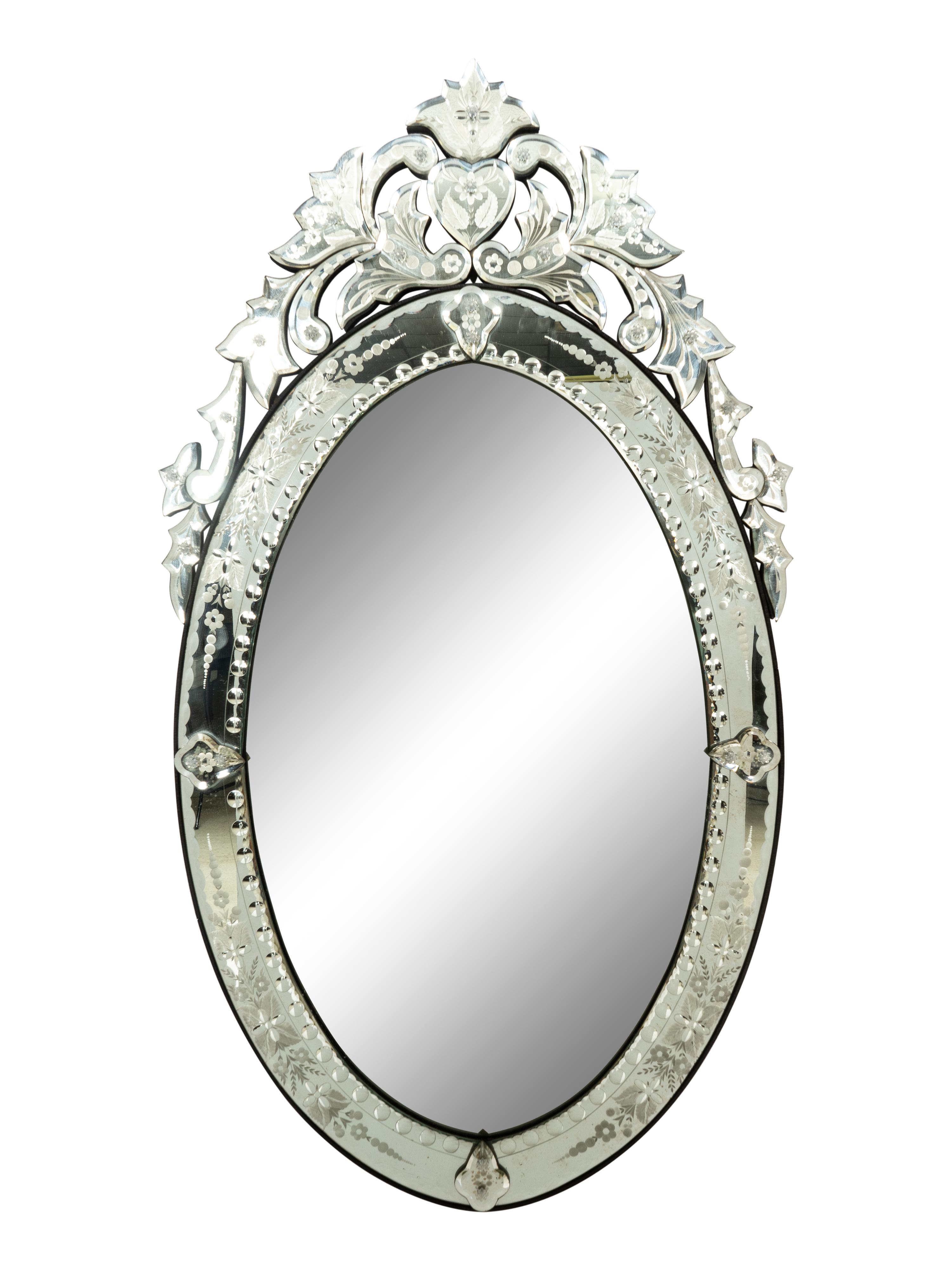 A Venetian Style Cut and Etched Glass Mirror