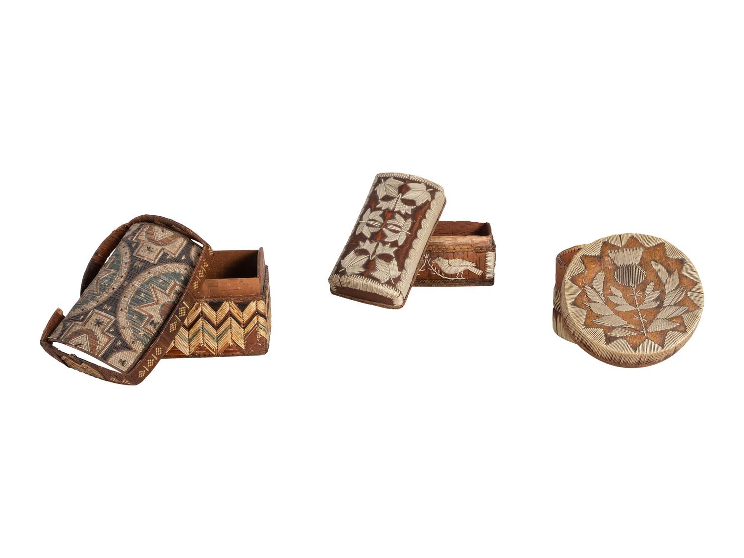 Great Lakes Quilled Birchbark Boxes