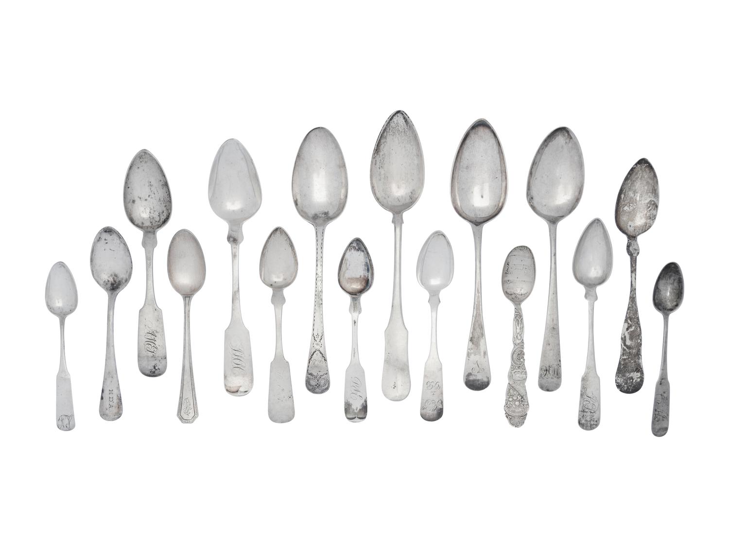 A Collection of American and English Silver Spoons