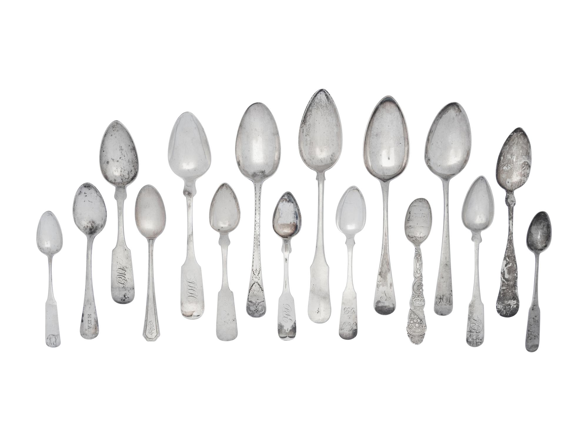 A Collection of American and English Silver Spoons