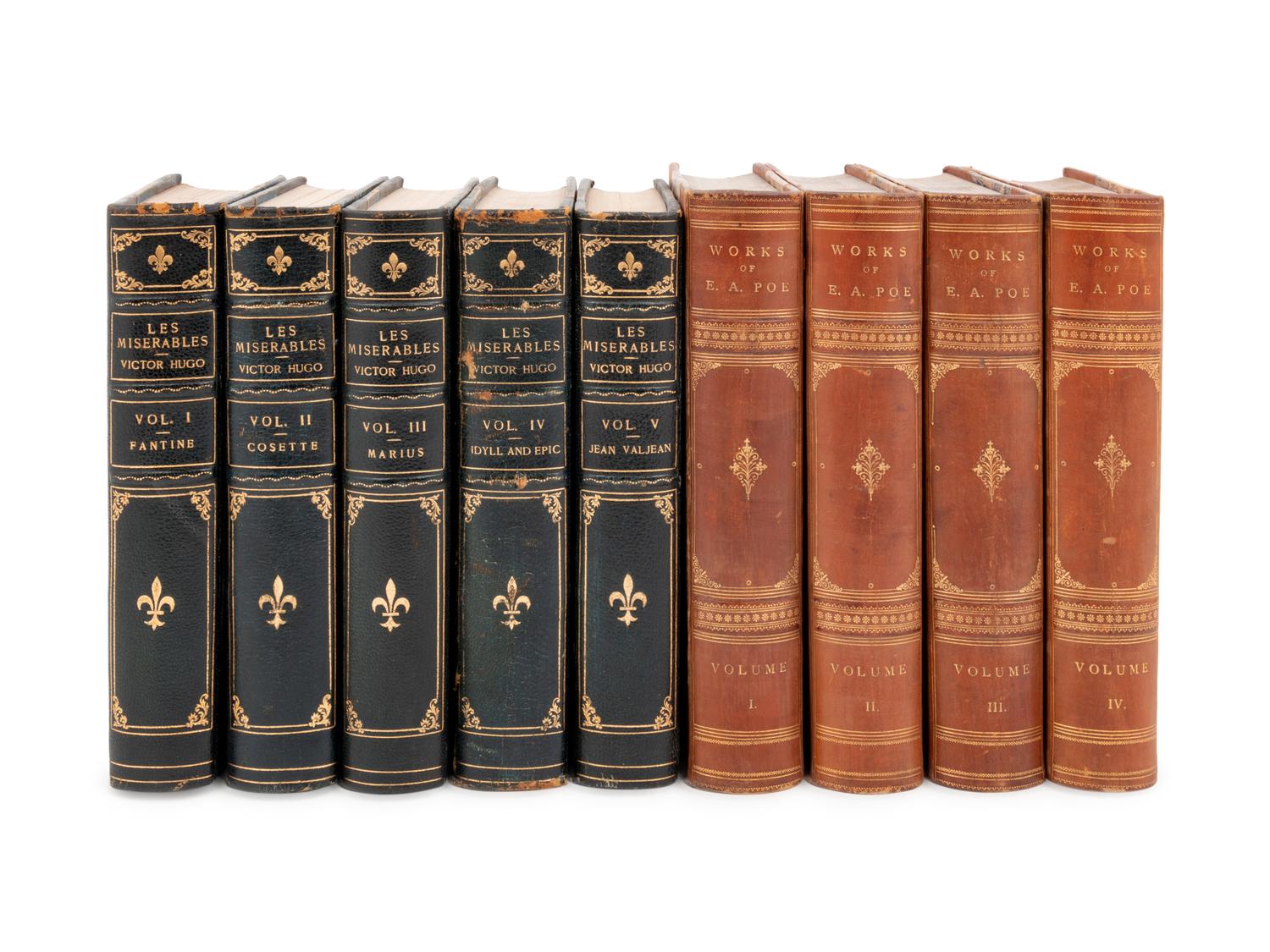 [BINDINGS]. POE, Edgar Allan. Works . New York: W. J. Widdleton, 1876. 4 volumes, 8vo. Contemporary half tan calf.