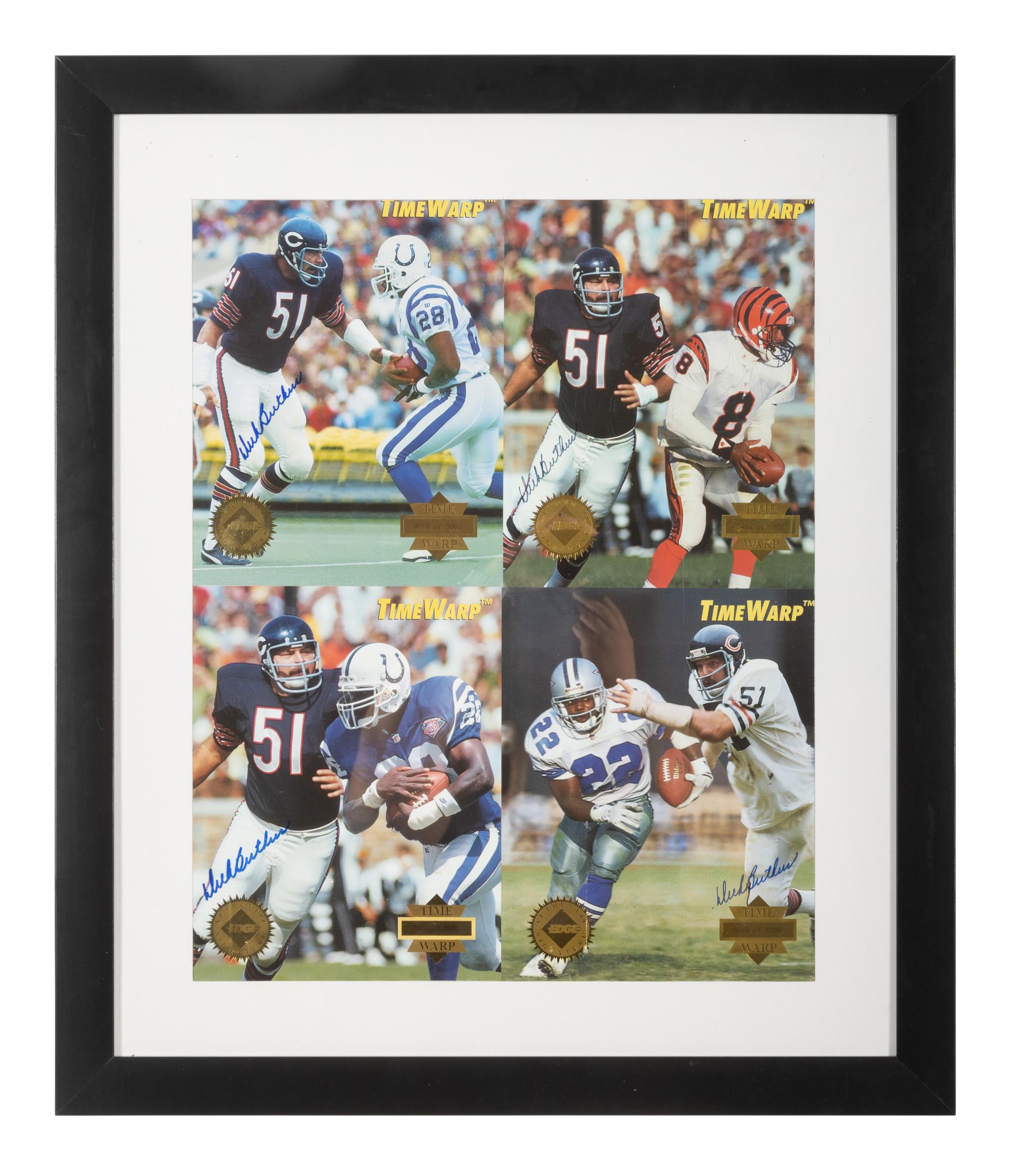 A Dick Butkus Signed Autograph Football Card Display With Multiple Signatures