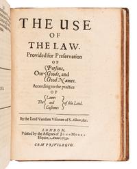 BACON, Francis, Sir (1561-1626). The Elements of the Common Lawes of England . London: Printed by R. Young for the assigns of John More, 1639.